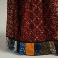 Red - Kutch Block Printed 24 Kali Cotton Long Skirt 04