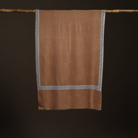 Brown - Plain Weave Hashidar Fine Wool Stole for Women 10