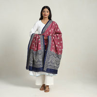 Maroon - Handloom Tussar Silk Bengal Kantha Embroidery Dupatta 09