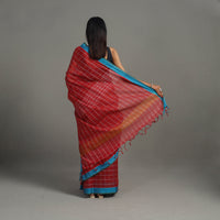 Red - Checks Cotton Handloom Saree 01