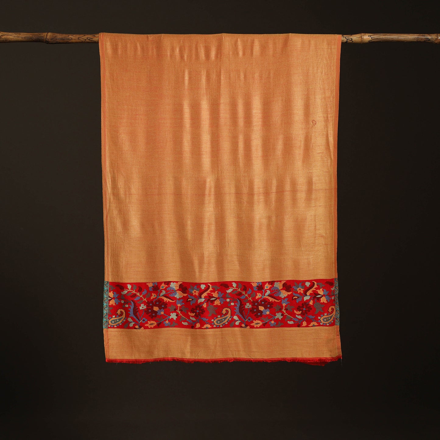 Plain Modal Silk Stole with Woven Border for Women 09