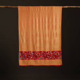 Plain Modal Silk Stole with Woven Border for Women 09
