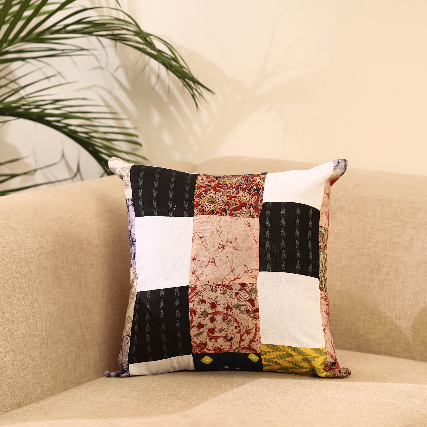 Buy Multicolor Handcrafted Cotton Patchwork Cushion Cover