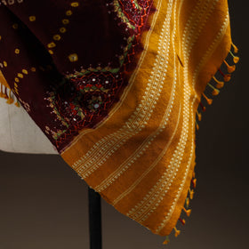 Kutch Bandhani Handwoven Neran Hand Embroidery Merino Wool Shawl 55