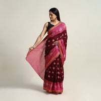 Maroon - Kutch Tie-Dye Cotton Bandhani Saree with Blouse Piece 21