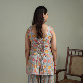 Sanganeri Hand Block Print Cotton Short Kurta with Farshi Salwar Set for women 06