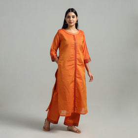Buy Cotton Orange Dharwad Kurta Set with Palazzo & Dupatta