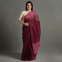 Maroon - Traditional Venkatagiri Handloom Cotton Checks Saree 05