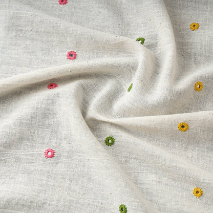 White - Organic Kala Cotton Handloom Mirror Work Fabric 03