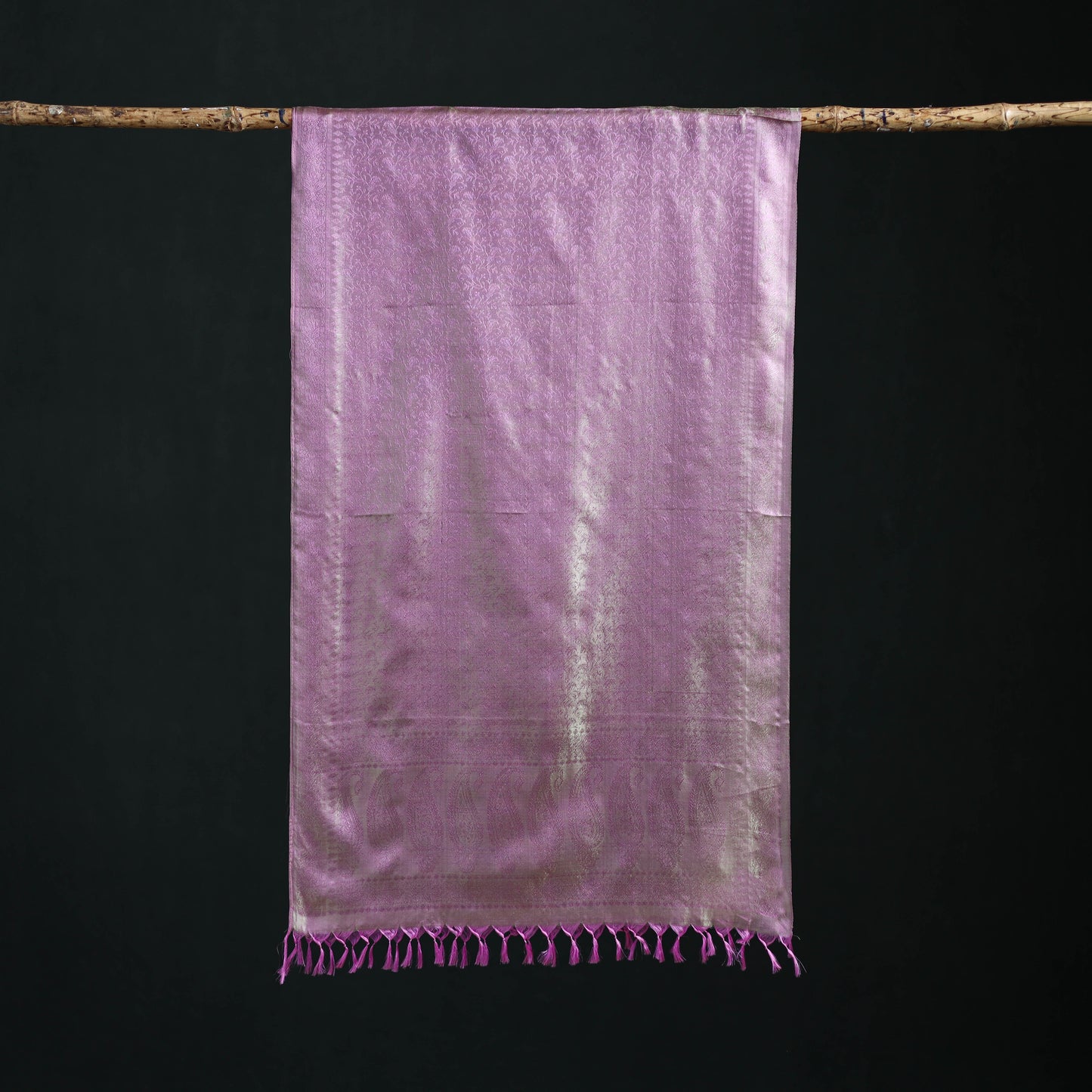 Handwoven Banarasi Pure Silk Stole with Tassels 04
