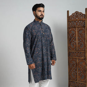 Buy Ajrakh Block Printed Cotton Men Long Kurta 19 Online at iTokri.com