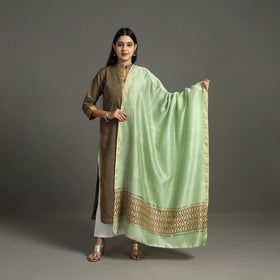 Green - hand embroidery chanderi silk handloom kashida