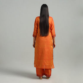 Buy Cotton Orange Dharwad Kurta Set with Palazzo & Dupatta