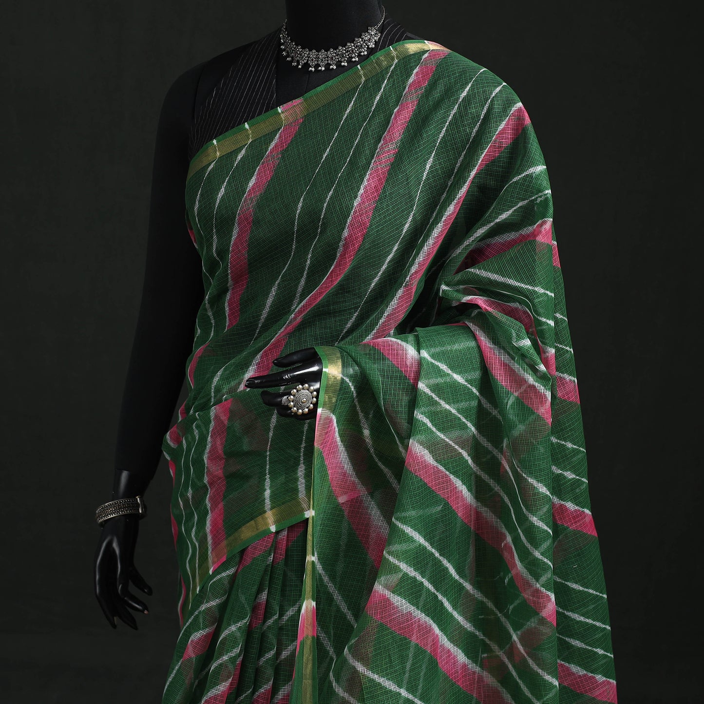 Tie-Dye Kota Doria Cotton Leheriya Saree 19