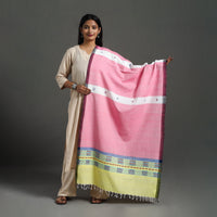 Pink - Assam Weave Thread Buti Cotton Handloom Dupatta 12