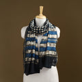 Black - Pipad Hand Block Print Natural Dyed Chanderi Silk Handloom Stole 01