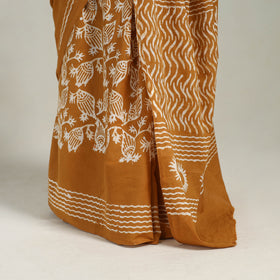 Buy Cotton Orange Hand Batik Print Saree online