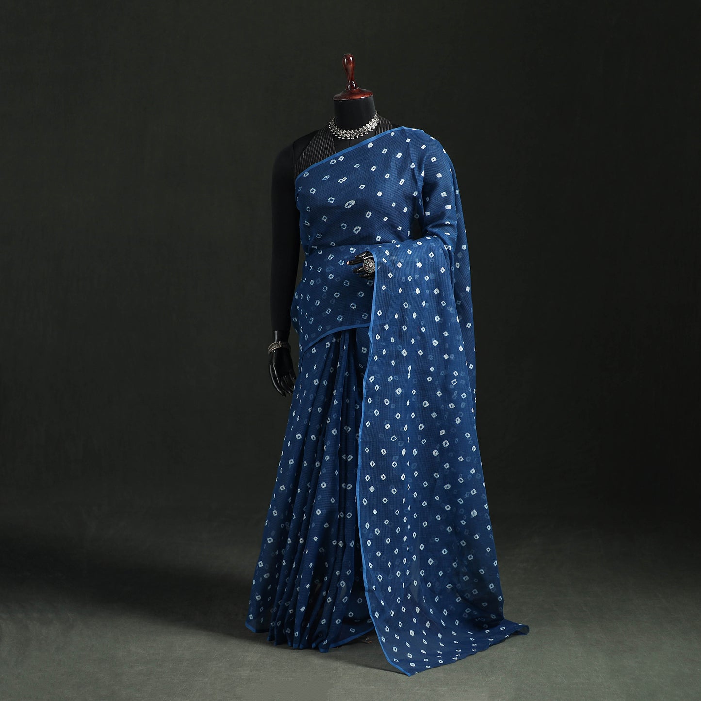 Bandhani Tie-Dye Kota Doria Cotton Saree 15