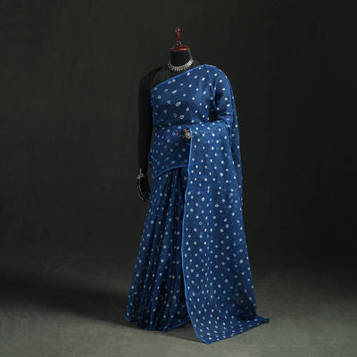 Bandhani Tie-Dye Kota Doria Cotton Saree 15