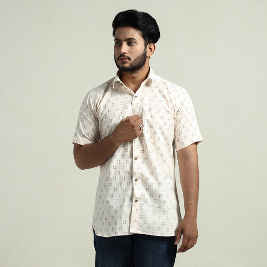 Pochampally Double Ikat Handloom Cotton Men Half Sleeve Shirt 10