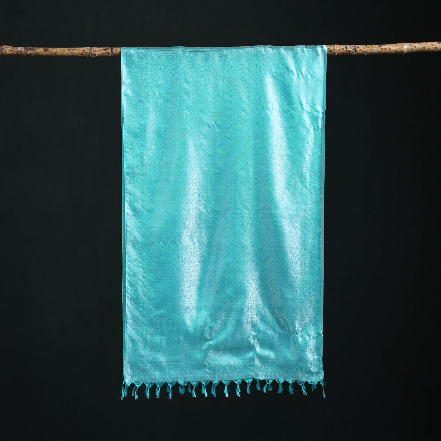 Handwoven Banarasi Pure Silk Stole with Tassels 03