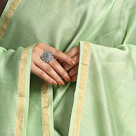 Green - hand embroidery chanderi silk handloom kashida