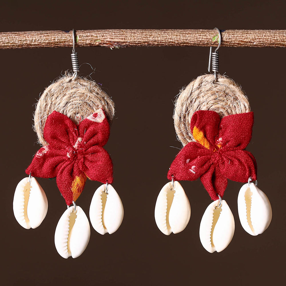 Handcrafted Jute Phool Kali Shell Earrings 43