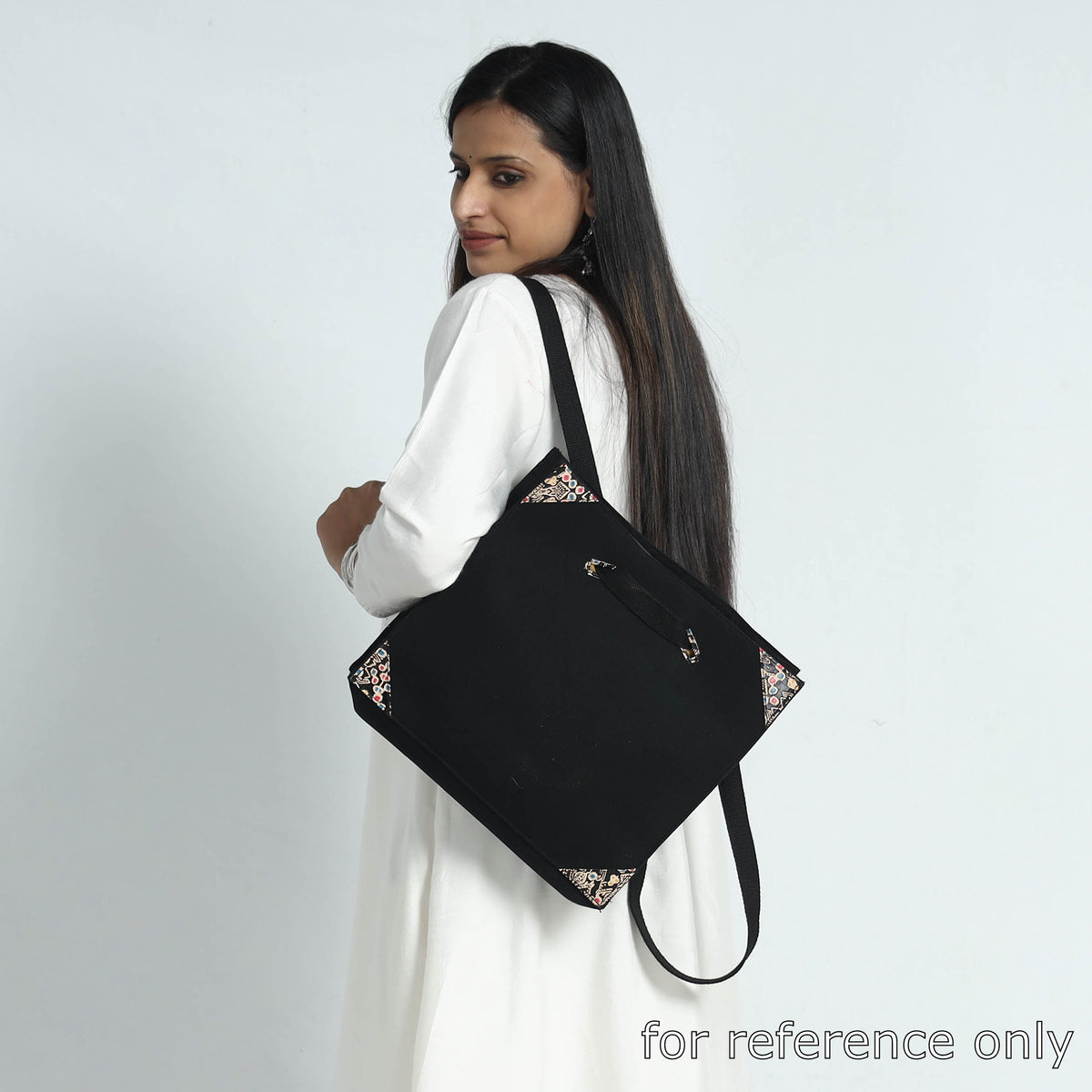Black - Handcrafted Canvas Cotton & Leather Cross Body Bag
