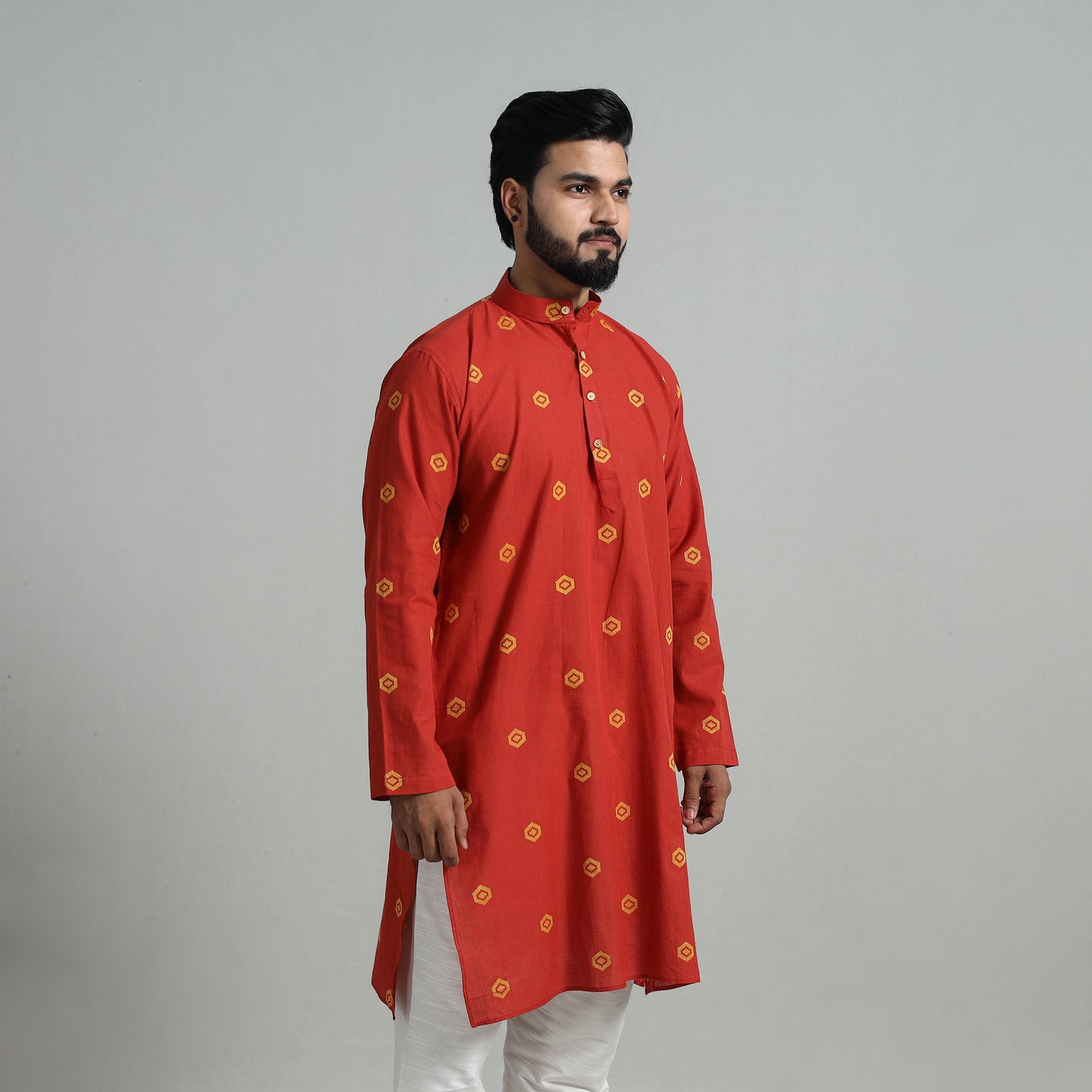 Cotton Long Jacquard Kurta for Men 13