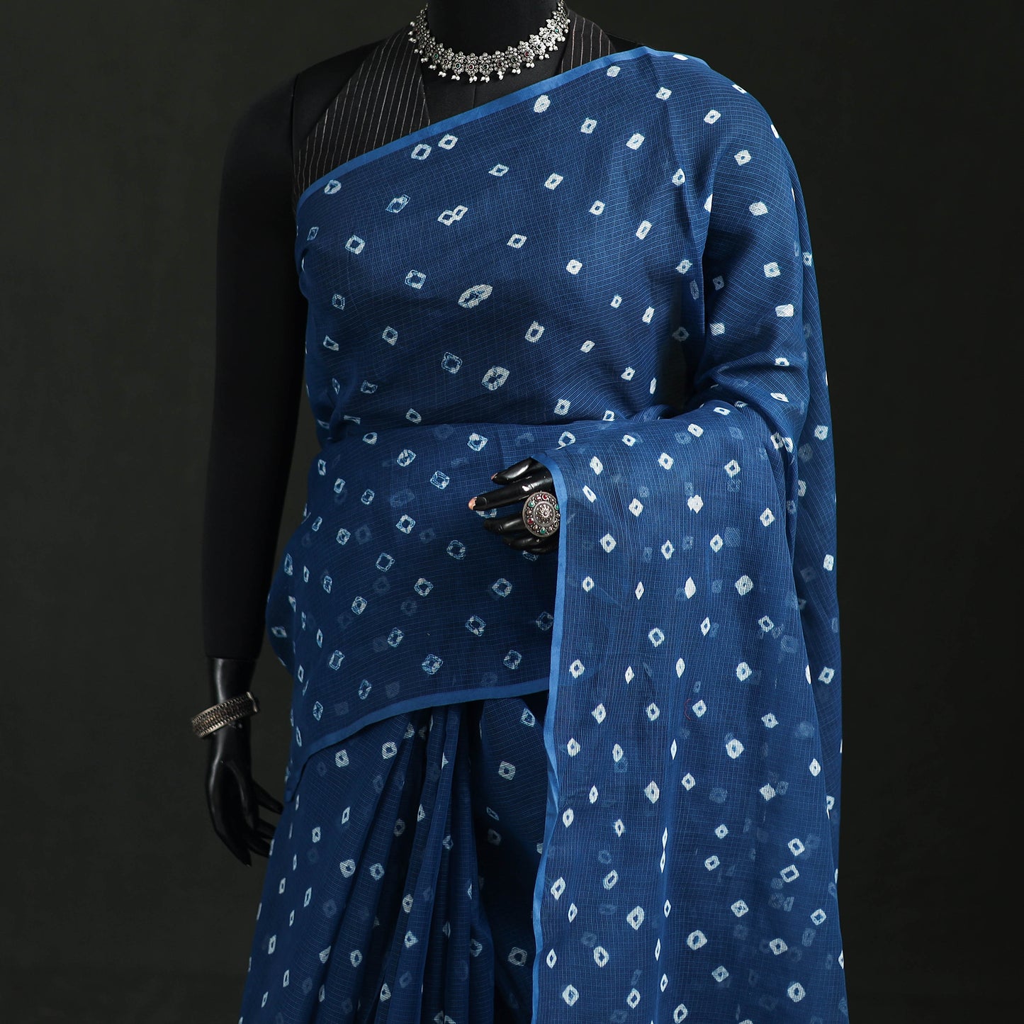 Bandhani Tie-Dye Kota Doria Cotton Saree 15