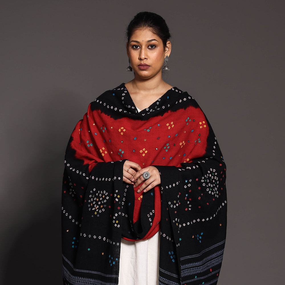 bandhani woolen shawl 