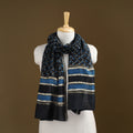 Black - Pipad Hand Block Print Natural Dyed Chanderi Silk Handloom Stole 02