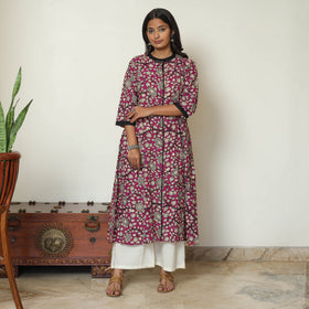 Pink - Kalamkari Printed Cotton A-Line Kurta 63