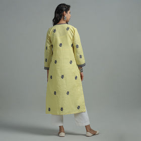 Chikankari Hand Embroidered Cotton Long Kurta for Women
