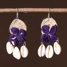 Purple - handcrafted jute phool kali shell earrings 44