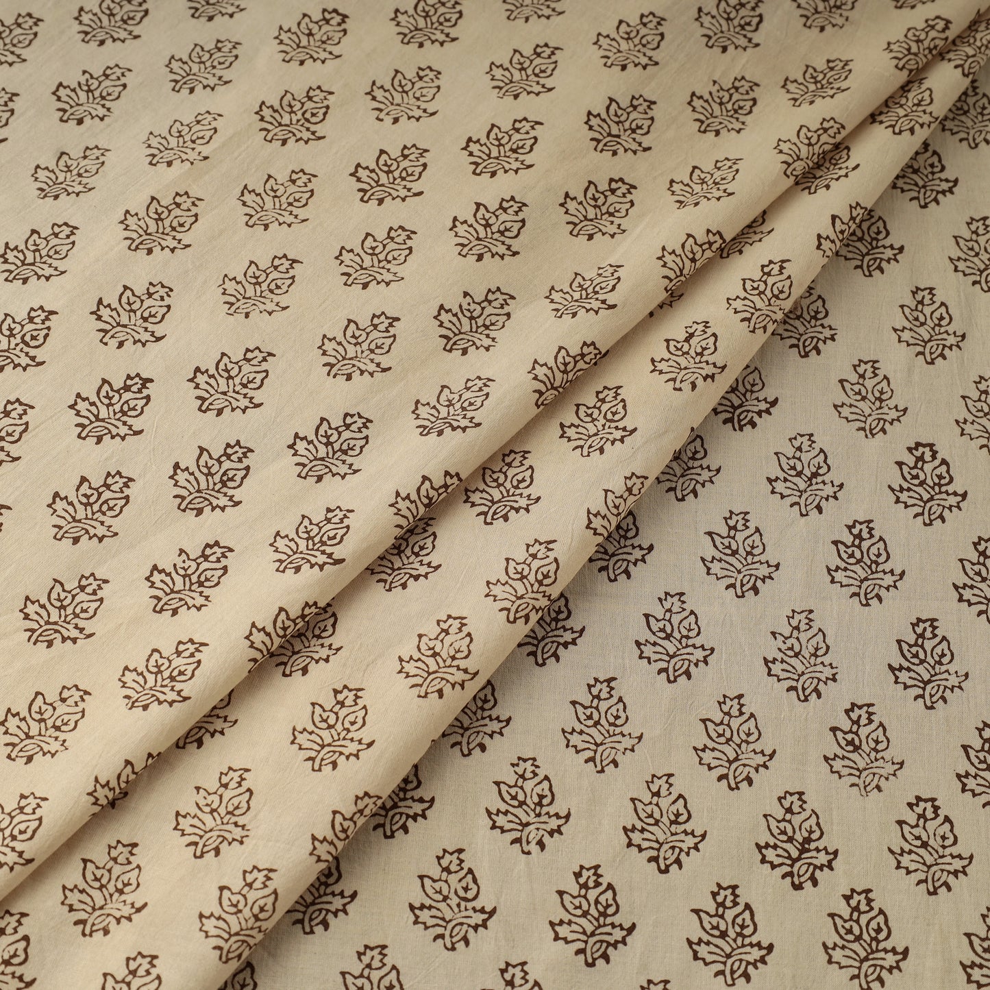 Beige Bagh Hand Block Print Natural Dyed Cotton Fabric