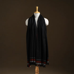 Black - kumaun handwoven pure merino wool shawl 09