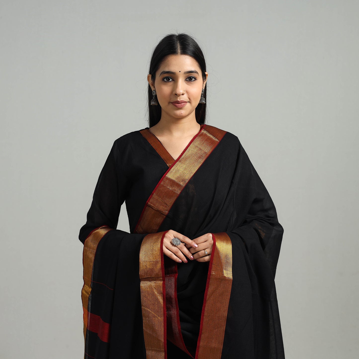 Black - Cotton Dharwad Kurta Set with Palazzo & Dupatta 12