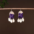Purple - handcrafted jute phool kali shell earrings 44