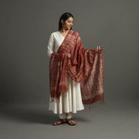 Brown - Block Printed Chanderi Silk Bagru Dupatta 61