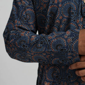 Buy Ajrakh Block Printed Cotton Men Long Kurta 19 Online at iTokri.com
