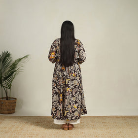 Buy Black Printed Cotton Flared Kalamkari Kurta