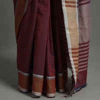 Maroon - Pure Handloom Natural Dyed Dobby Cotton Saree 4