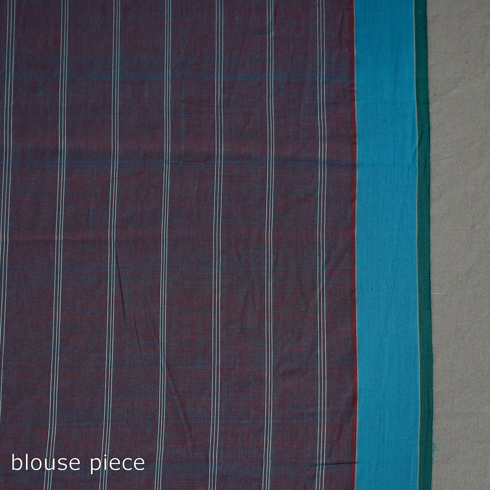 Red - Checks Cotton Handloom Saree 01