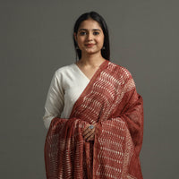 Brown - Block Printed Chanderi Silk Bagru Dupatta 61