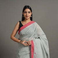 Grey - Mogra Jamdani Cotton Handloom Saree 55