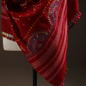 Kutch Bandhani Handwoven Neran Hand Embroidery Merino Wool Shawl 56