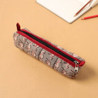 Grey - Handcrafted Quilted Cotton Multipurpose Pencil Pouch 01