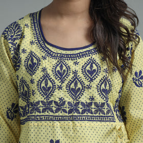Chikankari Hand Embroidered Cotton Long Kurta for Women