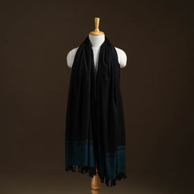 Black - Kumaun Handwoven Pure Merino Wool Shawl 08